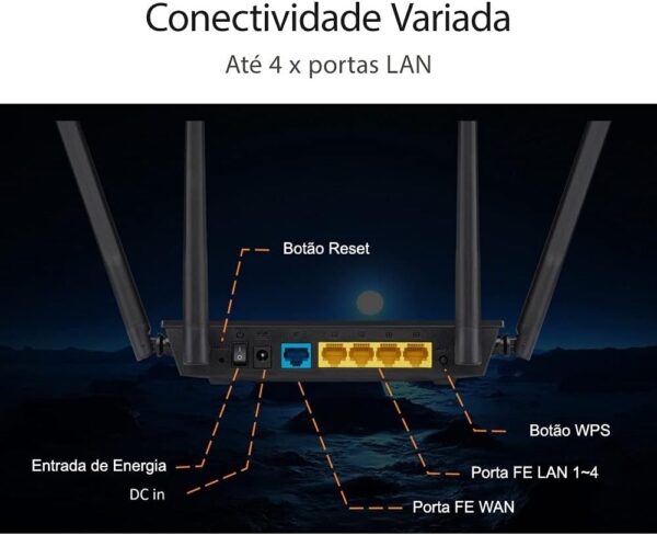 Roteador Wifi Asus  RTAC1200V2 AC1200 D.Band 4 antenas Mimo IPV6 - PN # 90IG0550-BY3400 (RT-AC1200 V2), Preto - Image 2