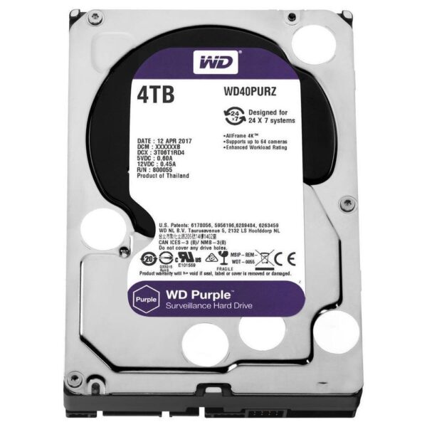 HD Western Digital 4TB Purple Surveillance, 3.5, SATA - WD40PURZ