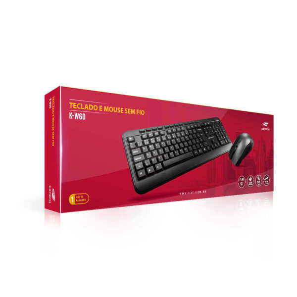 Kit Teclado e Mouse Sem Fio K-W60BK C3Tech - Image 2