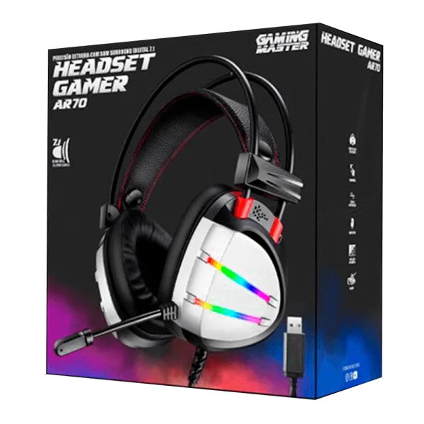 Headset Gamer K-MEX AR70 7.1 Virtual Surround Usb Prata - Image 2