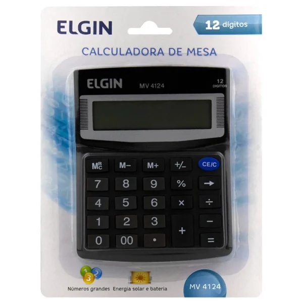 Calculadora Mesa 12 Dígitos Solar Bateria Visor Lcd Elgin - mv 4124 - Image 2