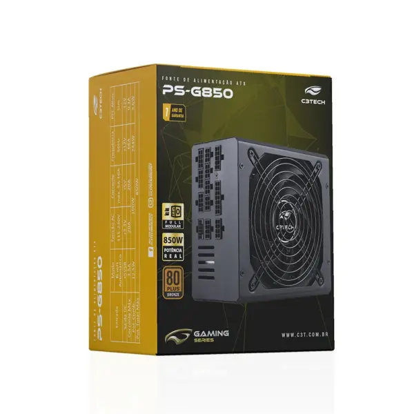 Fonte ATX 850W Full Modular PS-G850 Bronze C3Tech Gaming - Imagem 2