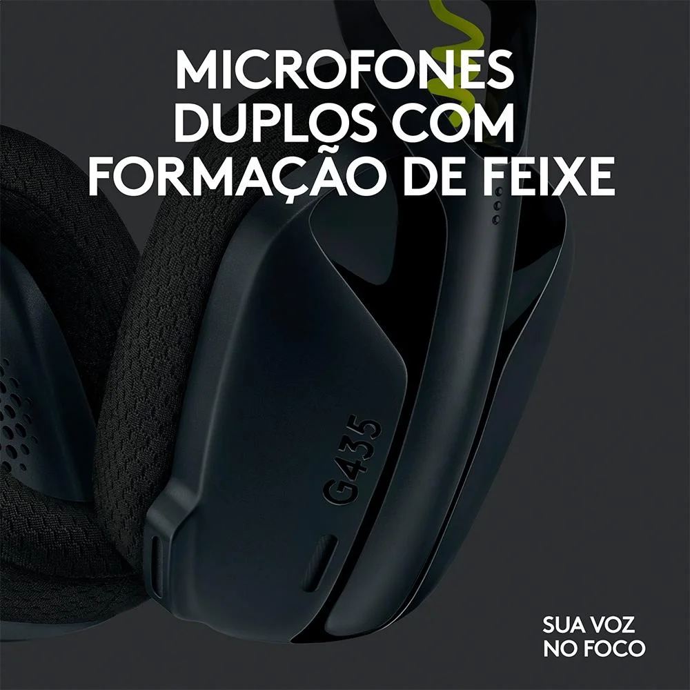 Headset Gamer Sem Fio Logitech G435 Preto - Imagem 5