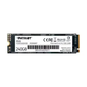 HD SSD Patriot P310, 240GB, M.2 2280 PCIe Gen3x4, NVMe 1.3, Leitura: 1700MB/s e Gravação: 1000MB/s, Preto - P310P240GM28