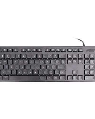 Teclado USB Com Fio K-Mex KM-D628, Multimidia, Perfil Baixo, USB, ABNT2, Preto - 0001